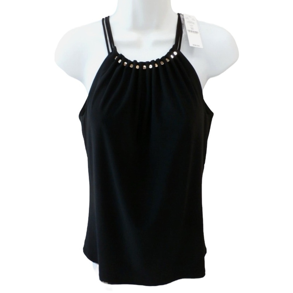 White House Black Market Silky versatile sleeveless Embellished flowy Halter top